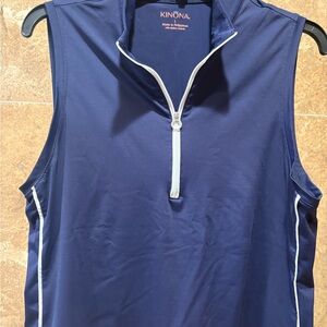 Kinona Navy Zip-Up Top with White Trim. Golf/tennis pickleball